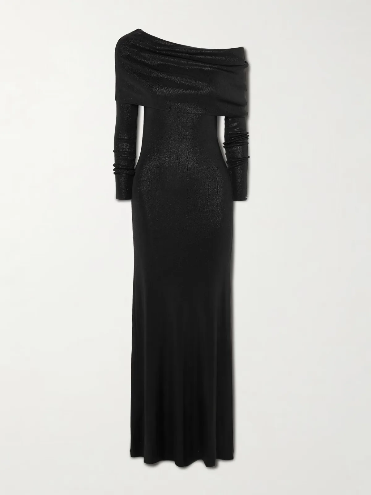 - Draped Metallic Stretch-knit Maxi Dress -