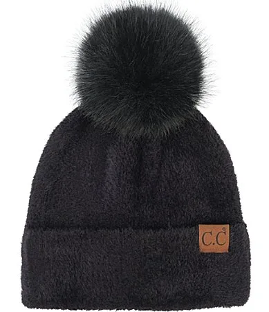 Plush Terry Chenille Faux Fur Pom Beanie by Cc Beanies