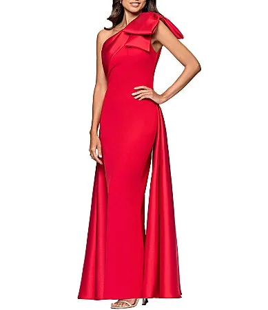 One Shoulder Mikado Gown with Overskirt