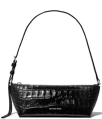 Laila Small East West Croc Embossed Leather Pouchette Shoulder Bag by MICHAEL Michael Kors