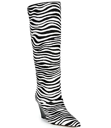 Zandra Zebra Print Calf Hair Pointed Toe Wedge Tall Boots by MICHAEL Michael Kors