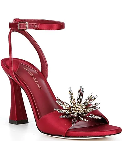 Zee Satin Ankle Wrap Ornamented Dress Sandals by Antonio Melani