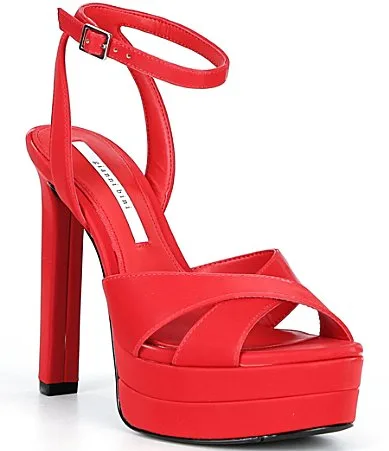 Kylee Velvet Sateen Ankle Strap Platform Dress Sandals by Gianni Bini