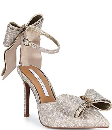 Ribbon Rhinestone Embellished Bow Stiletto Pumps by Gianni Bini
