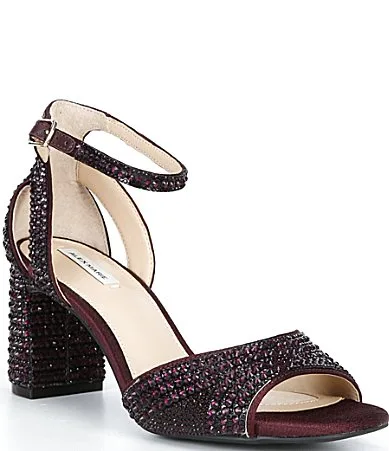Ellise Rhinestone Embellished Ankle Strap Dress Sandals by Alex Marie