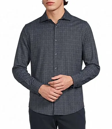 Weekend Edit Slim Fit Plaid Coat Front Shirt