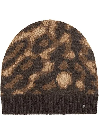 Lauren Ralph Lauren Ocelot Pattern Knit Beanie by Ralph Lauren
