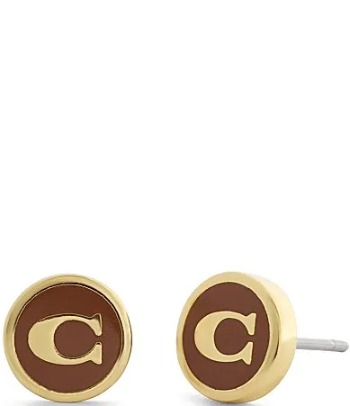 Signature C Enamel Coin Stud Earrings by Coach