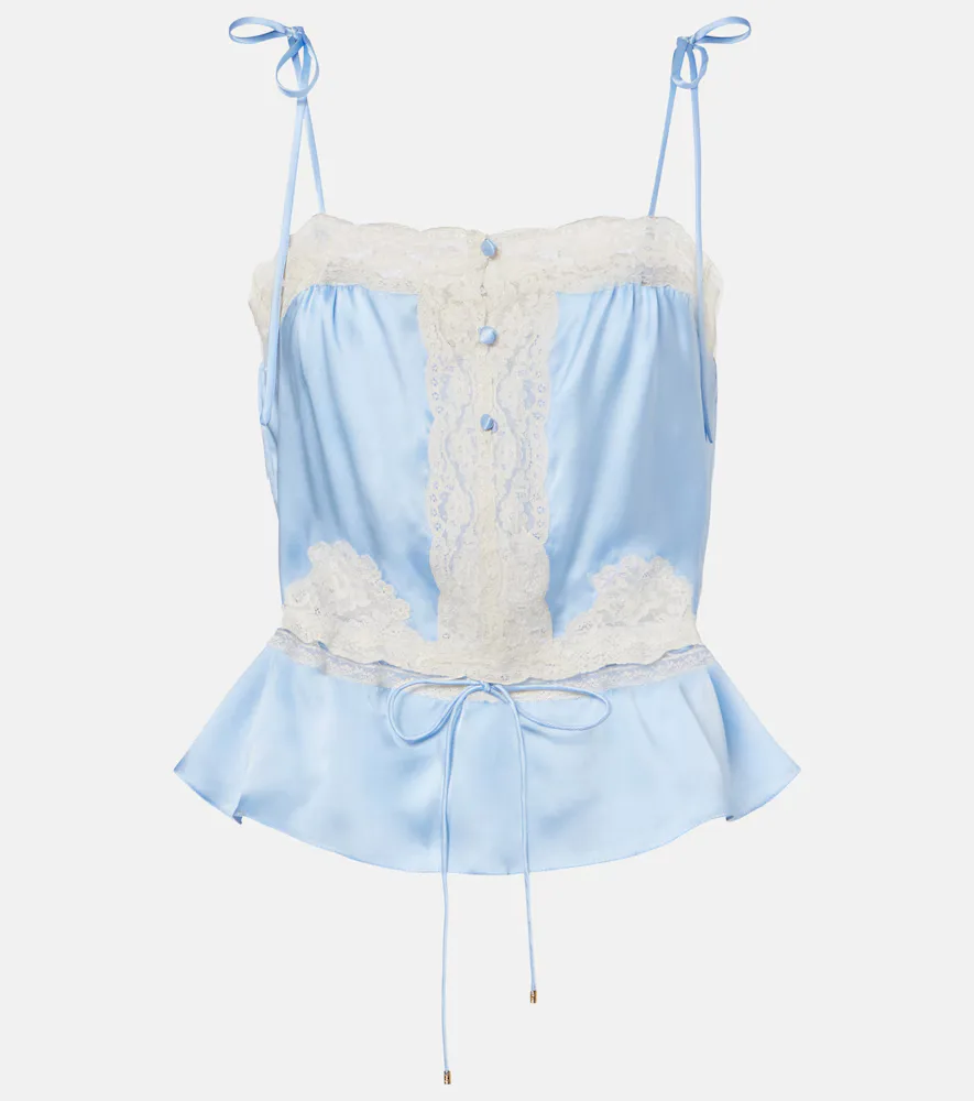 Lace-Trimmed Silk Satin Camisole