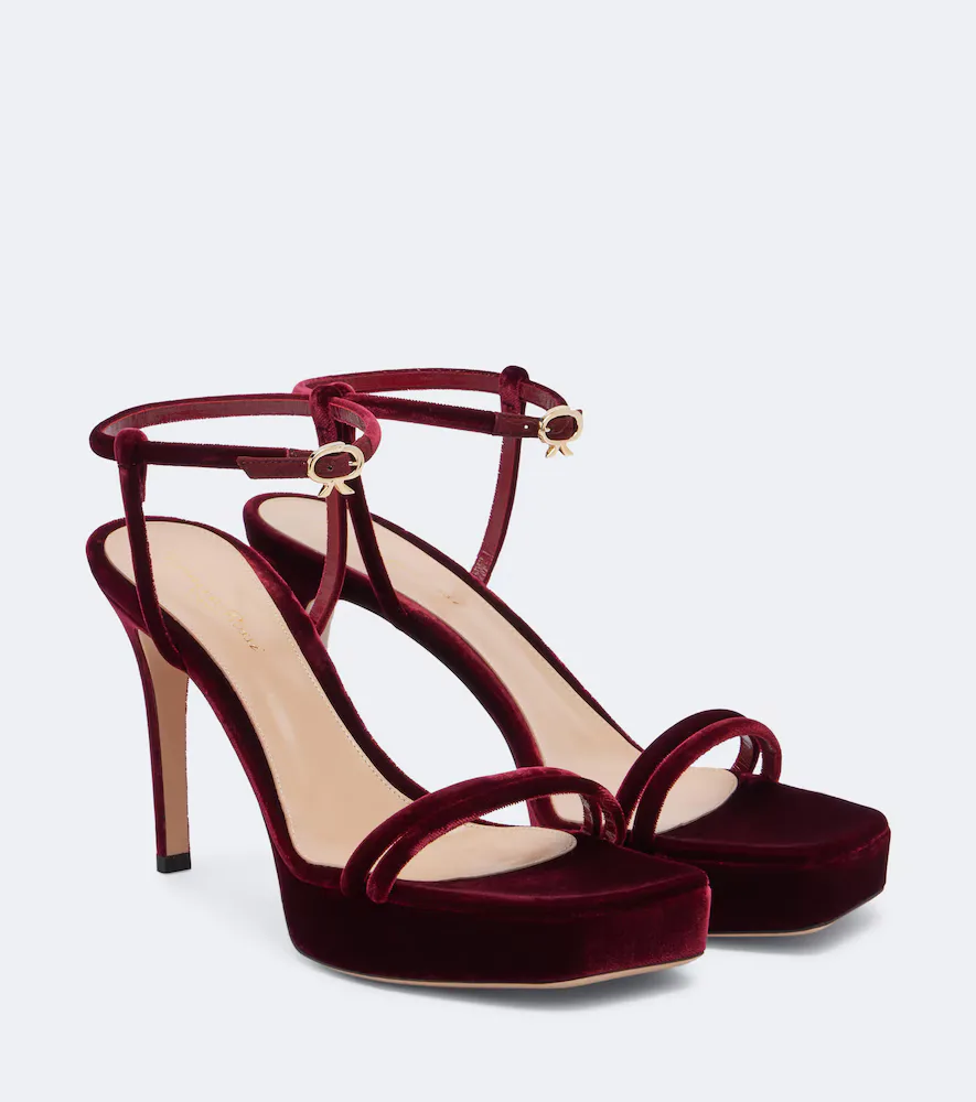 Velvet Platform Sandals by Gianvito Rossi