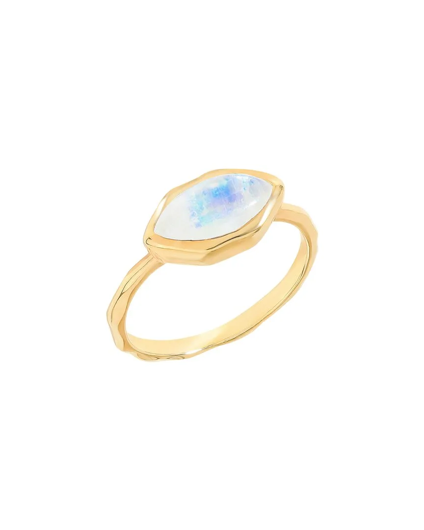 14K Over Silver 2.10 ct. tw. Rainbow Moonstone Solitaire Ring by Tiramisu