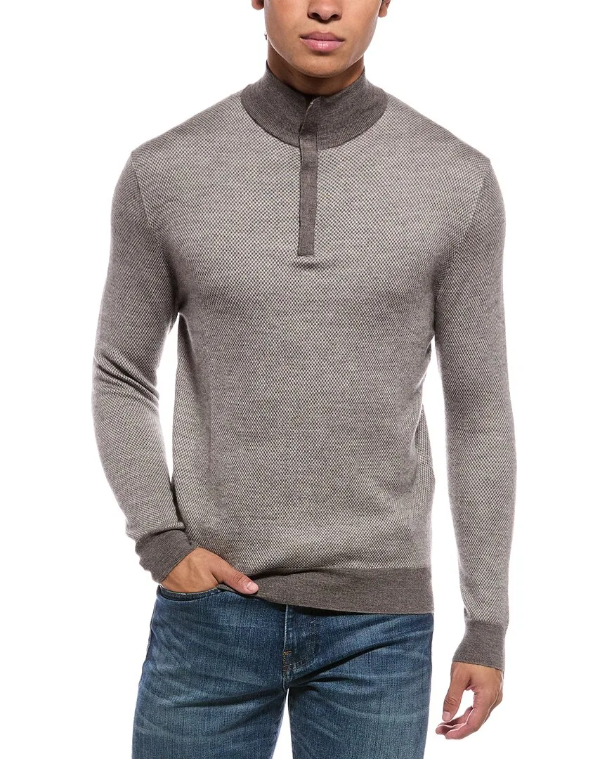 Regent Birdseye 1/2-Zip Cashmere & Silk-Blend Mock Neck Sweater by Npeal