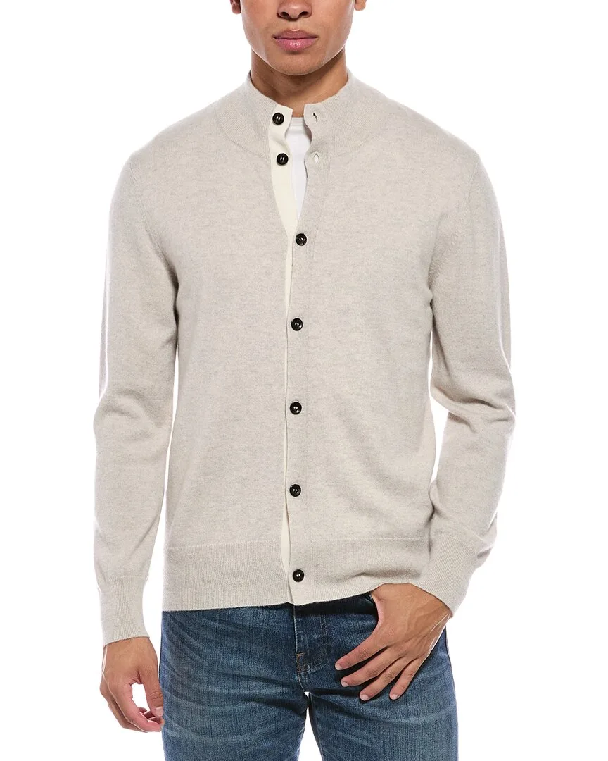 100% Cashmere Mock Neck Cardigan by Npeal