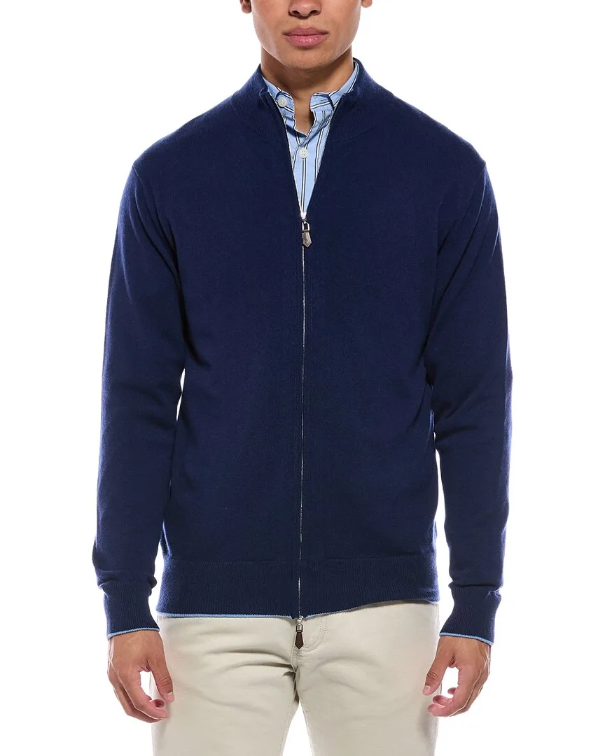 Knightsbridge Full Zip 100% Cashmere Mock Neck Sweater
