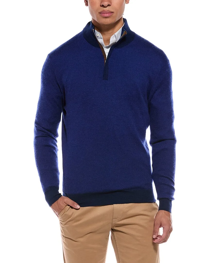 Regent Birdseye 1/2-Zip Cashmere & Silk-Blend Mock Neck Sweater
