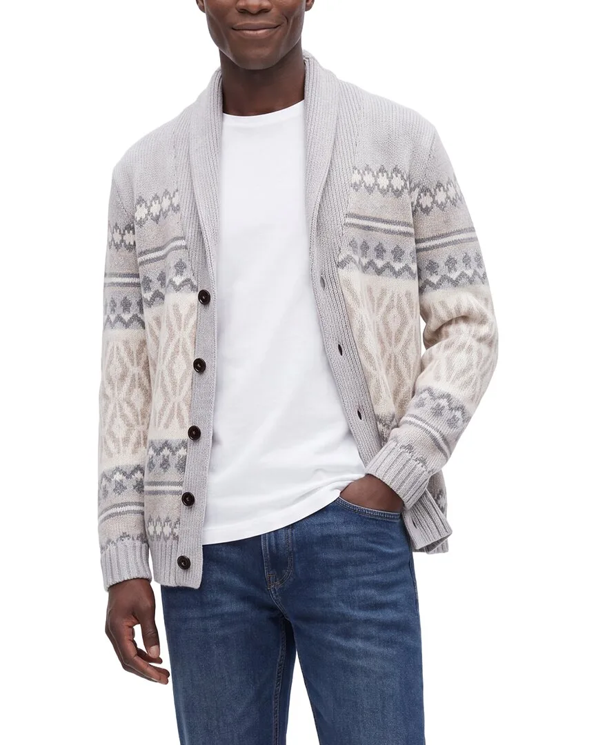 Jacquard 100% Cashmere Shawl Collar Cardigan