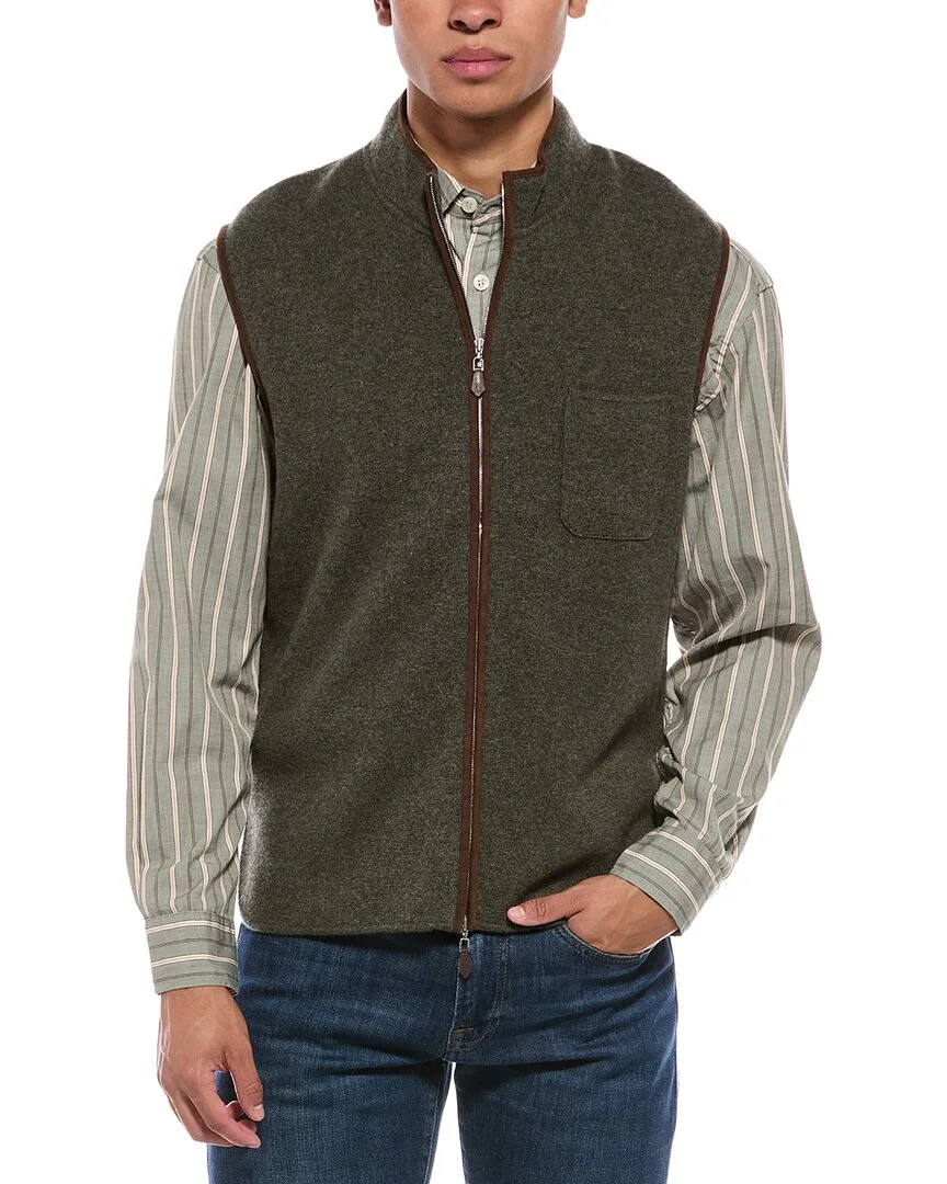 Shaftesbury Suede-Trim Cashmere Gilet