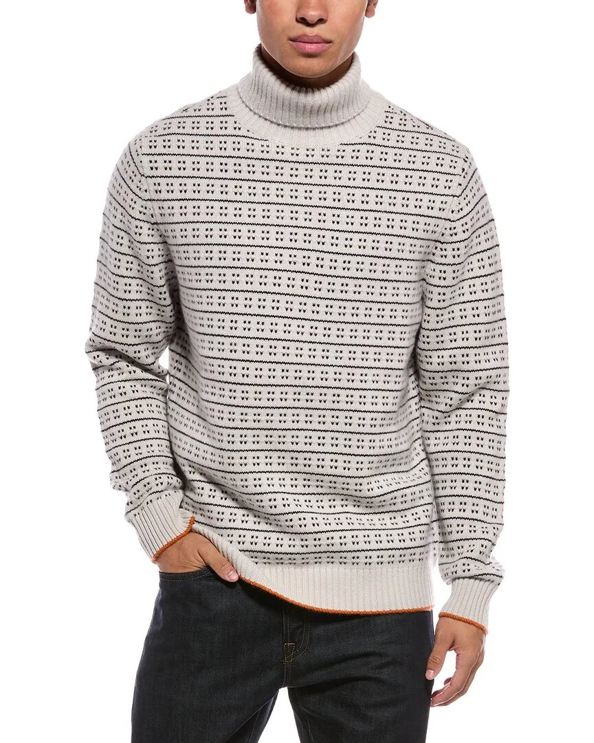 Pattern Stitch 100% Cashmere Roll Neck Sweater