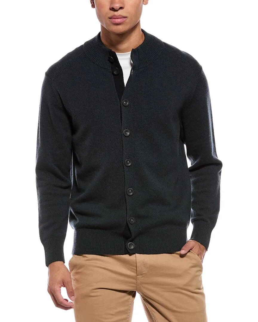 100% Cashmere Mock Neck Cardigan