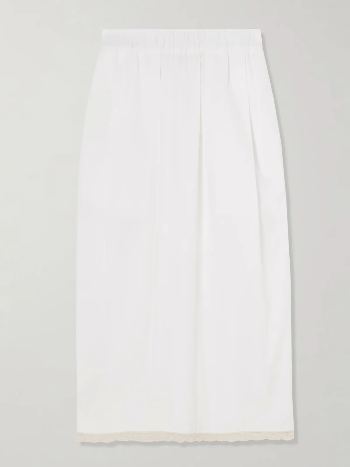 - Lace-trimmed Poplin Midi Skirt -