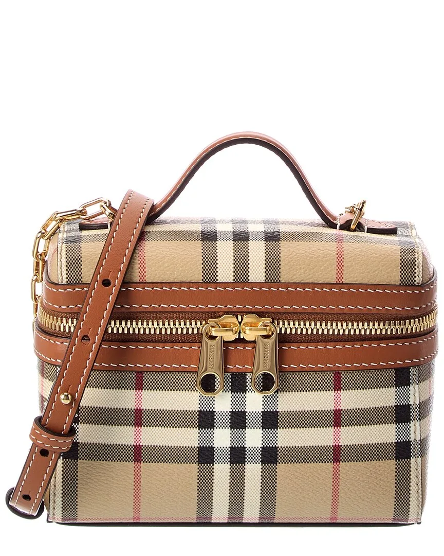 Mini Check E-Canvas & Leather Crossbody by Burberry