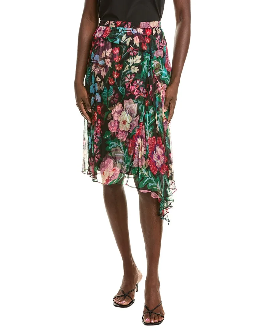 Justinia Asymmetrical Silk Midi Skirt