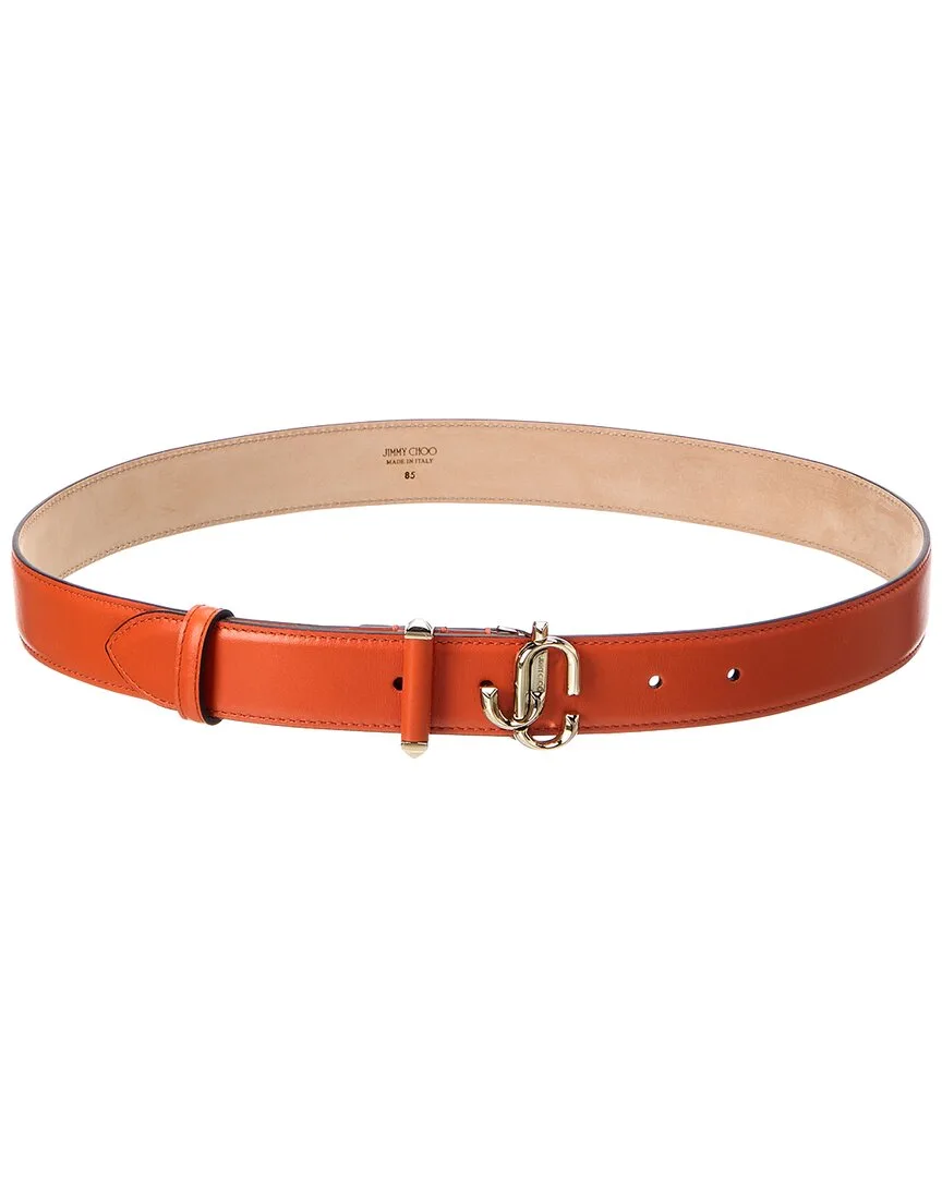 Jc-Bar Leather Belt by Jimmy Choo