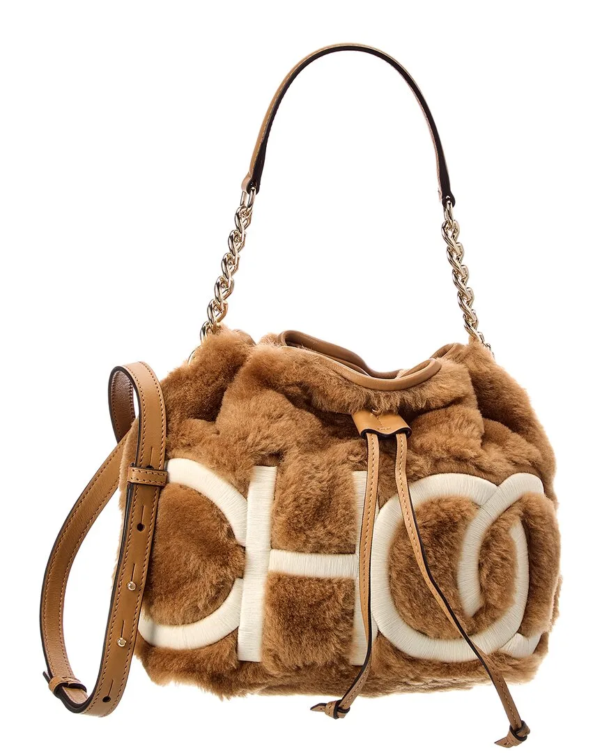 Juno Shearling & Leather Bucket Bag by Jimmy Choo