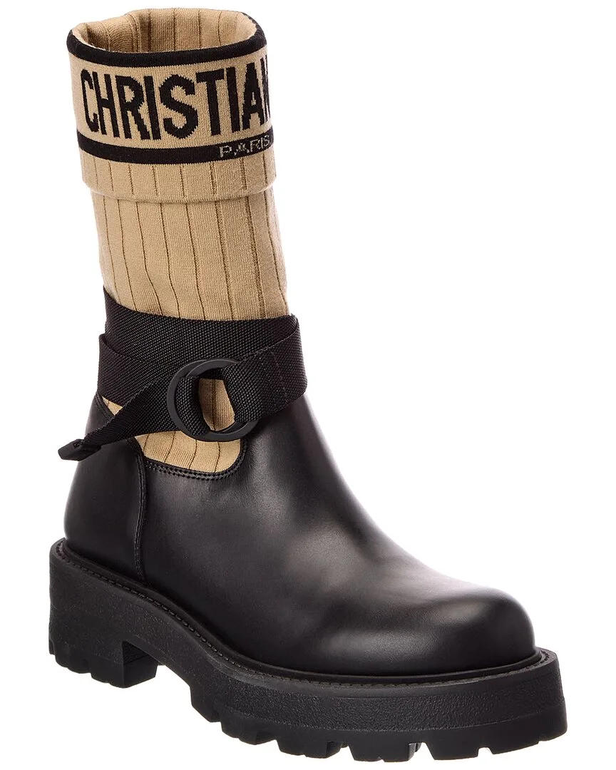 D-Major Knit & Leather Boot by Dior
