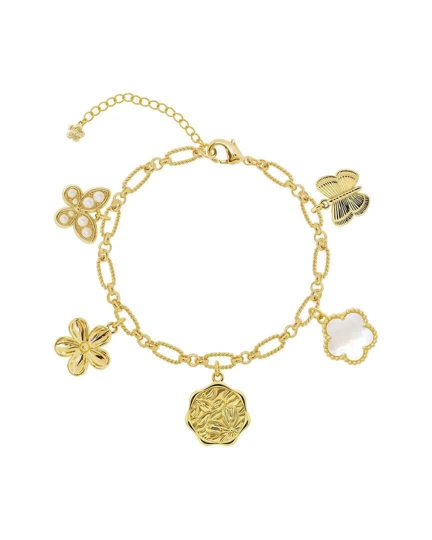 14K Plated Flower Charms Bracelet by Jankuo