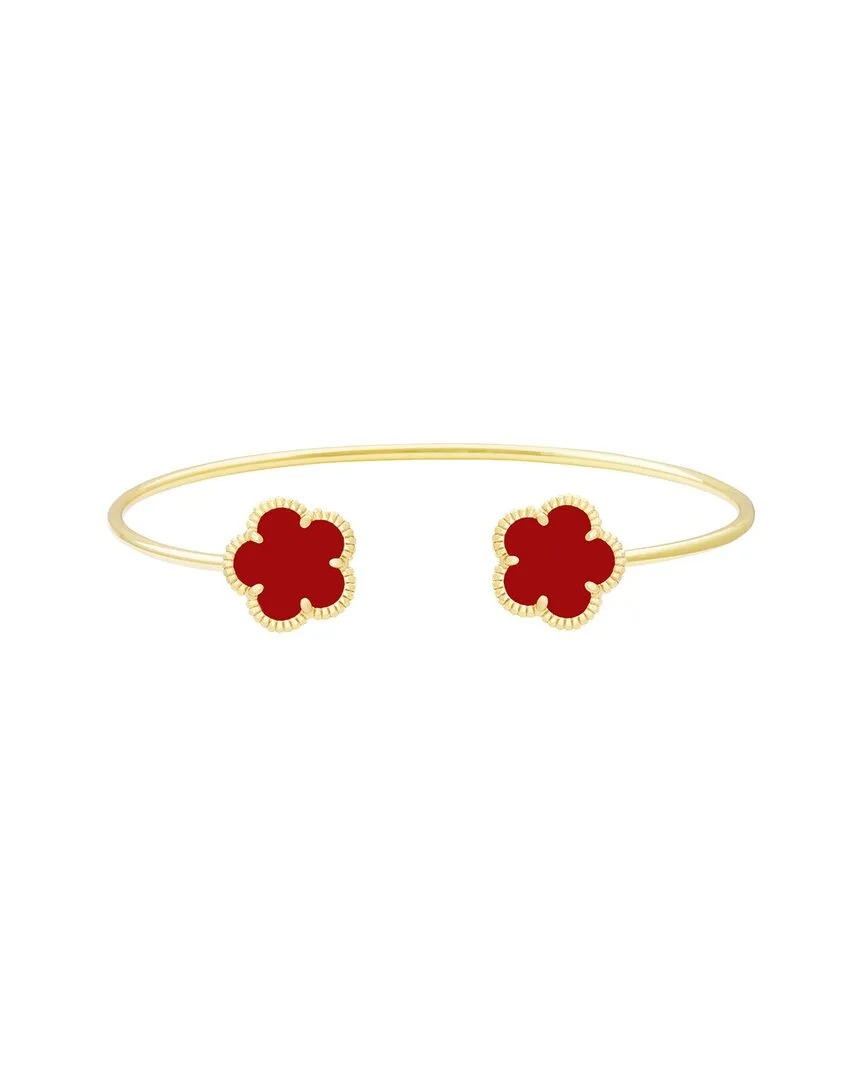 14K Plated Agate Flower Cuff Bracelet by Jankuo