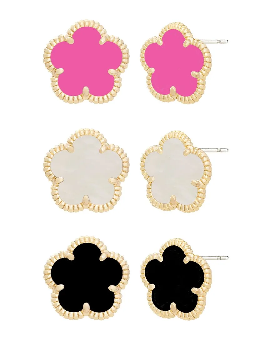 14K Plated Onyx Flower Earrings by Jankuo