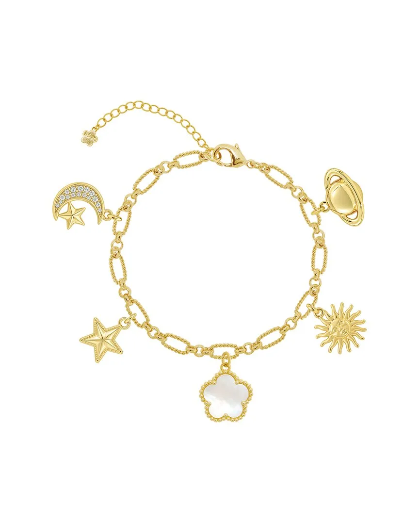 14K Plated Cz Flower Charms Bracelet by Jankuo
