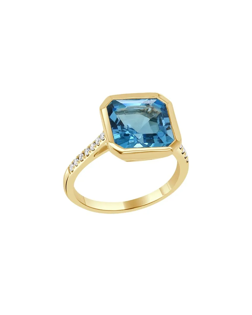 14K 5.87 ct. tw. Diamond & Blue Topaz Cocktail Ring by Sabrina Designs