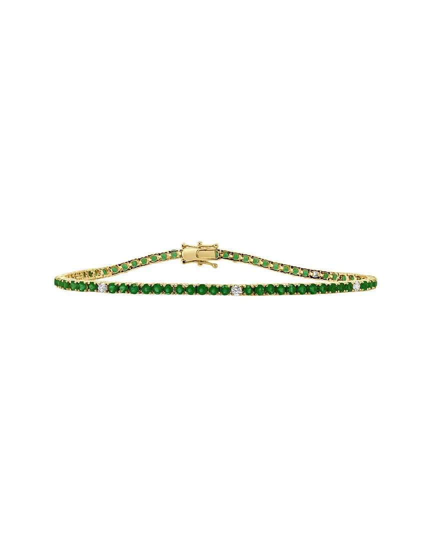 14K 4.28 ct. tw. Diamond & Emerald Stackable Tennis Bracelet by Sabrina Designs