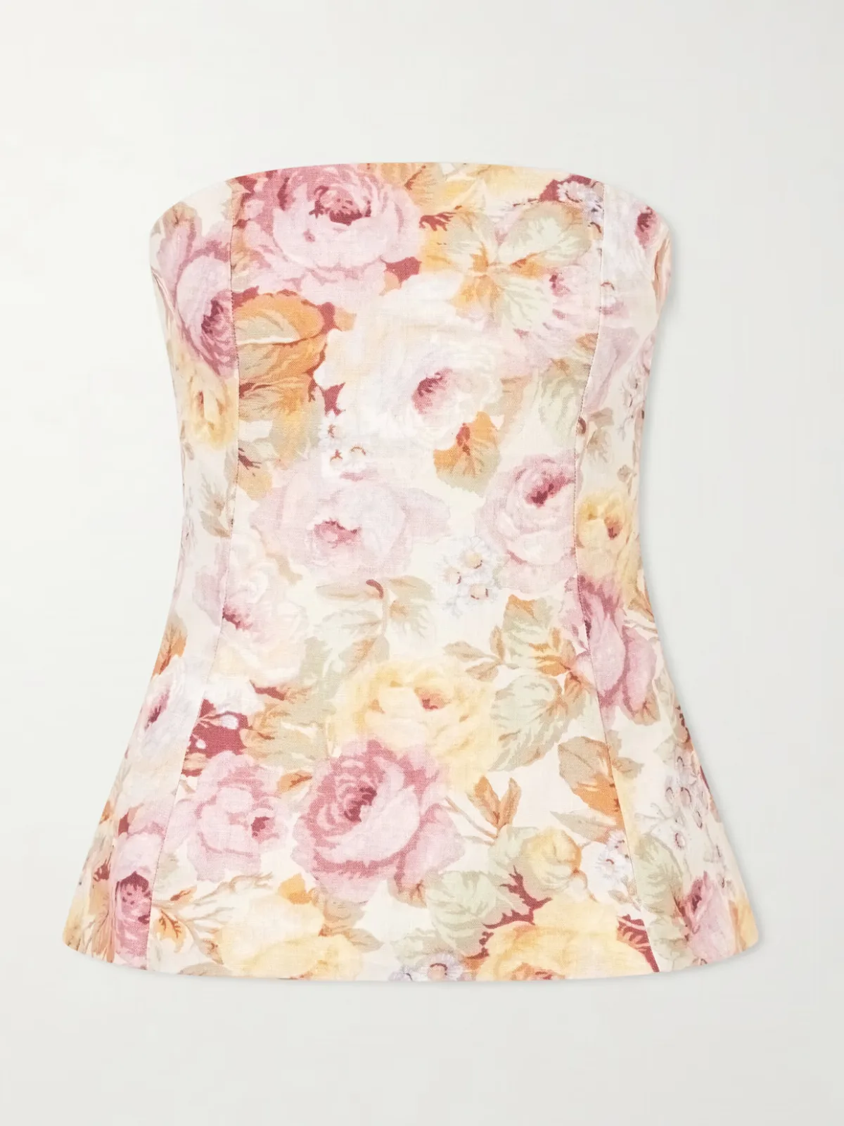 - Petro Strapless Floral-print Linen Top -