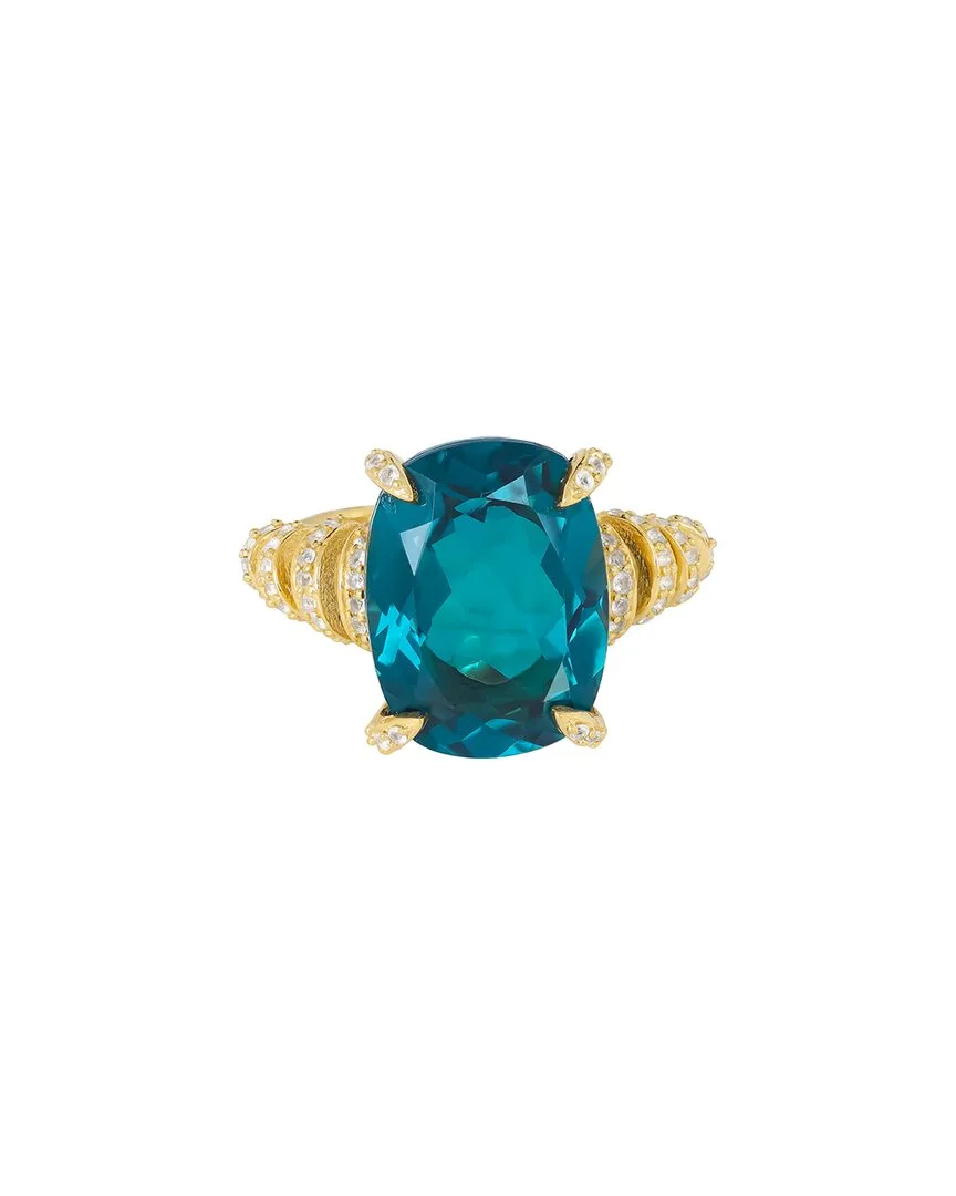 18K Over Silver 10.65 ct. tw. London Blue Topaz, White Topaz Ring by Tiramisu