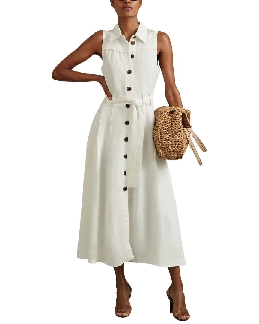 Heidi Linen-Blend Belted Midi Dress
