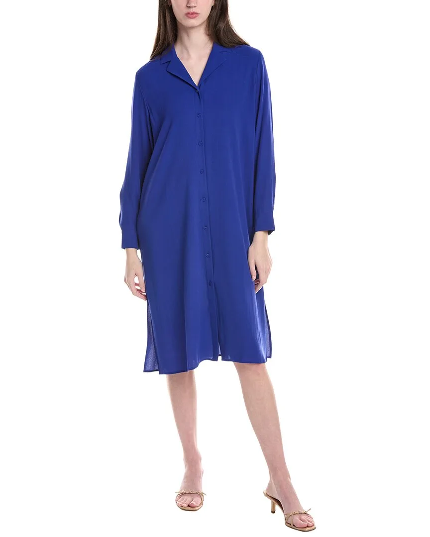 Notch Collar Silk Midi Dress