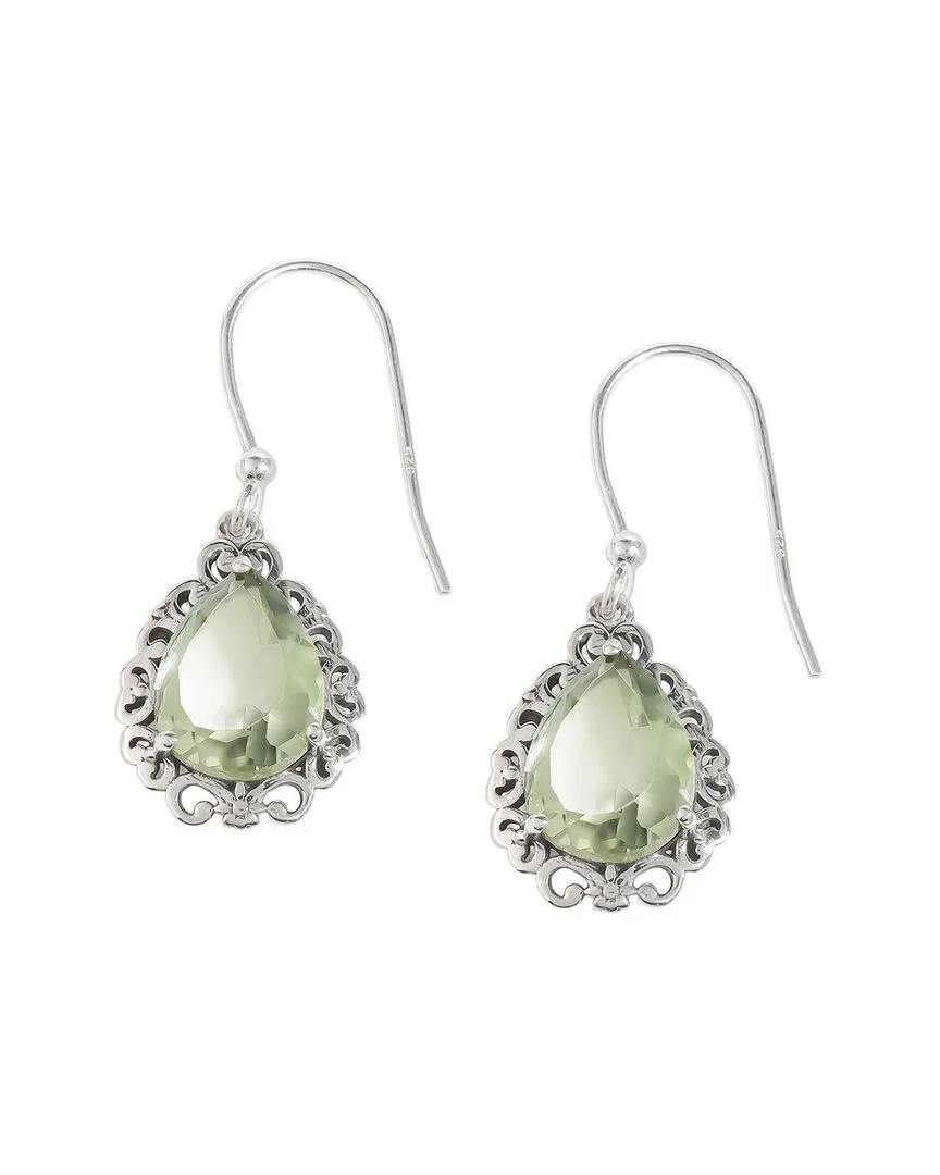 Silver 7.50 ct. tw. Green Amethyst Drop Earring by Tiramisu