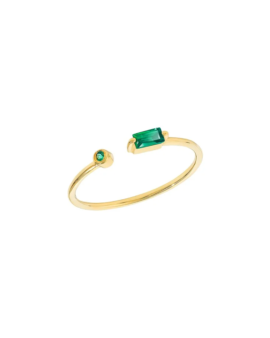 14K Over Silver 0.14 ct. tw. Lab Created Emerald Bypass Ring by Tiramisu