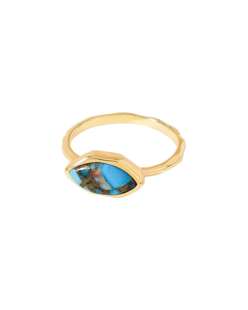 14K Over Silver 1.28 ct. tw. Blue Dahlia Turquoise Solitaire Ring by Tiramisu