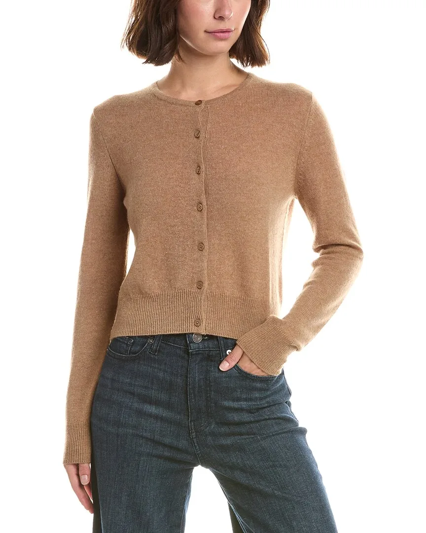 Basic Cropped Button 100% Cashmere Cardigan