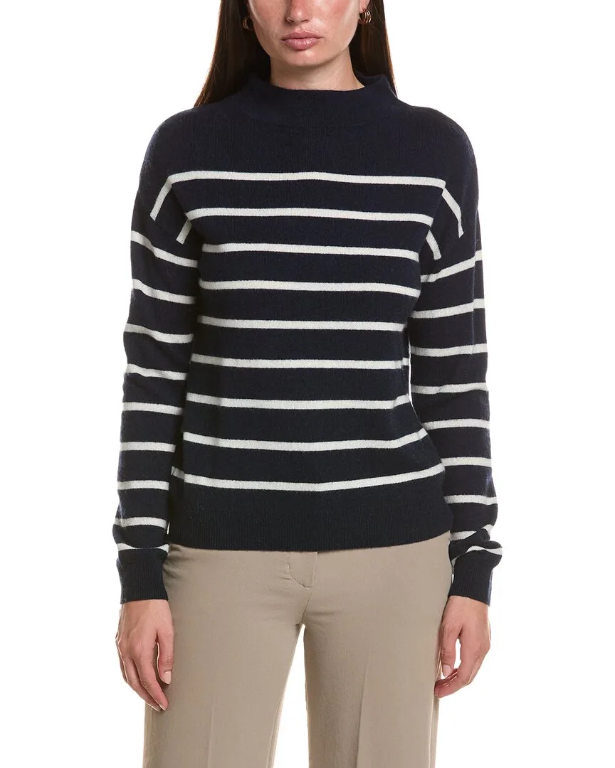 Jersey Striped Funnel Neck Wool & Cashmere-Blend Sweater