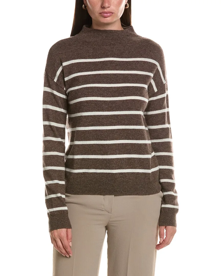 Jersey Striped Funnel Neck Wool & Cashmere-Blend Sweater