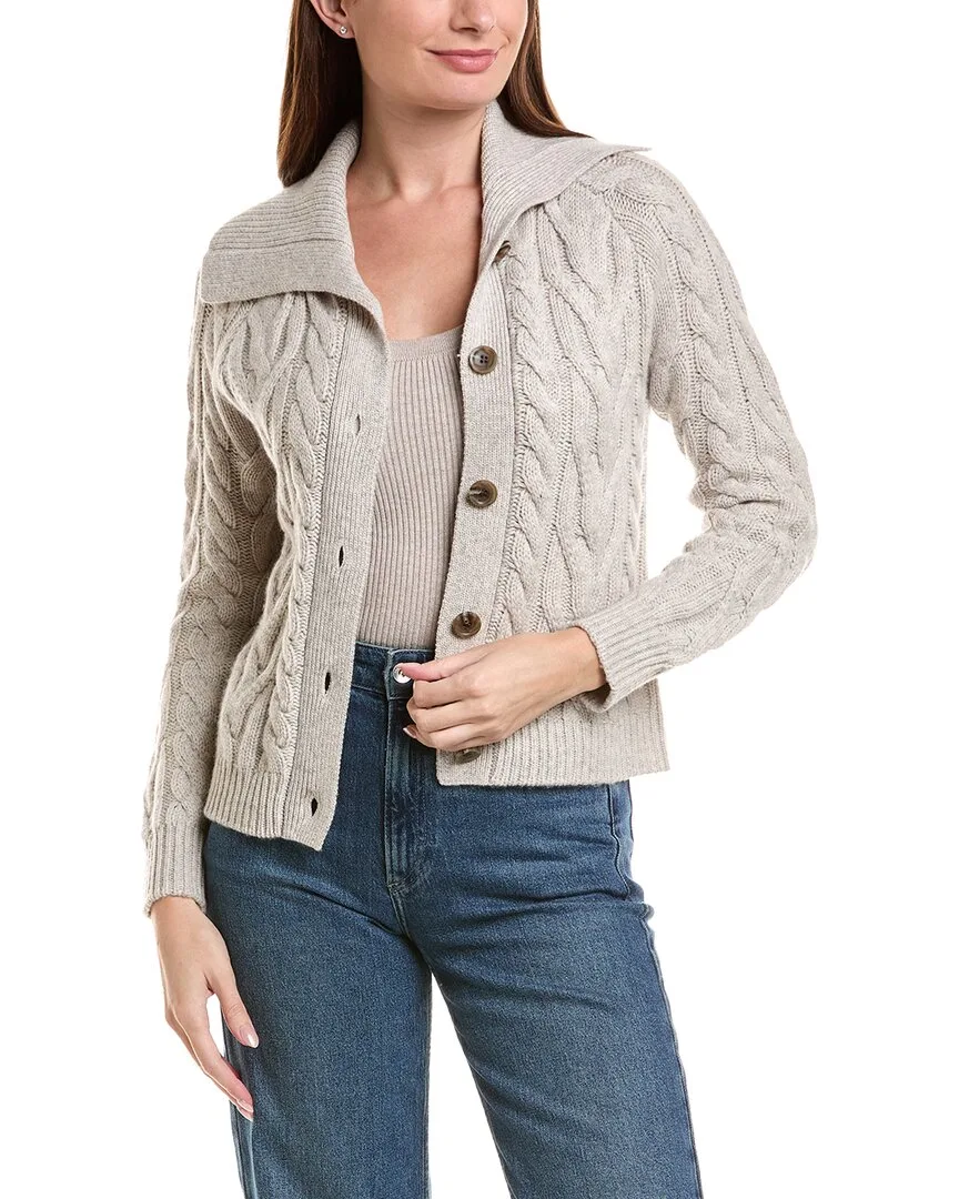 Luxe Cable Wool & Cashmere-Blend Cardigan