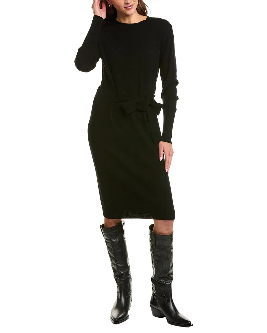 Waist Tie Crewneck Wool & Cashmere-Blend Sweaterdress by Forte Cashmere
