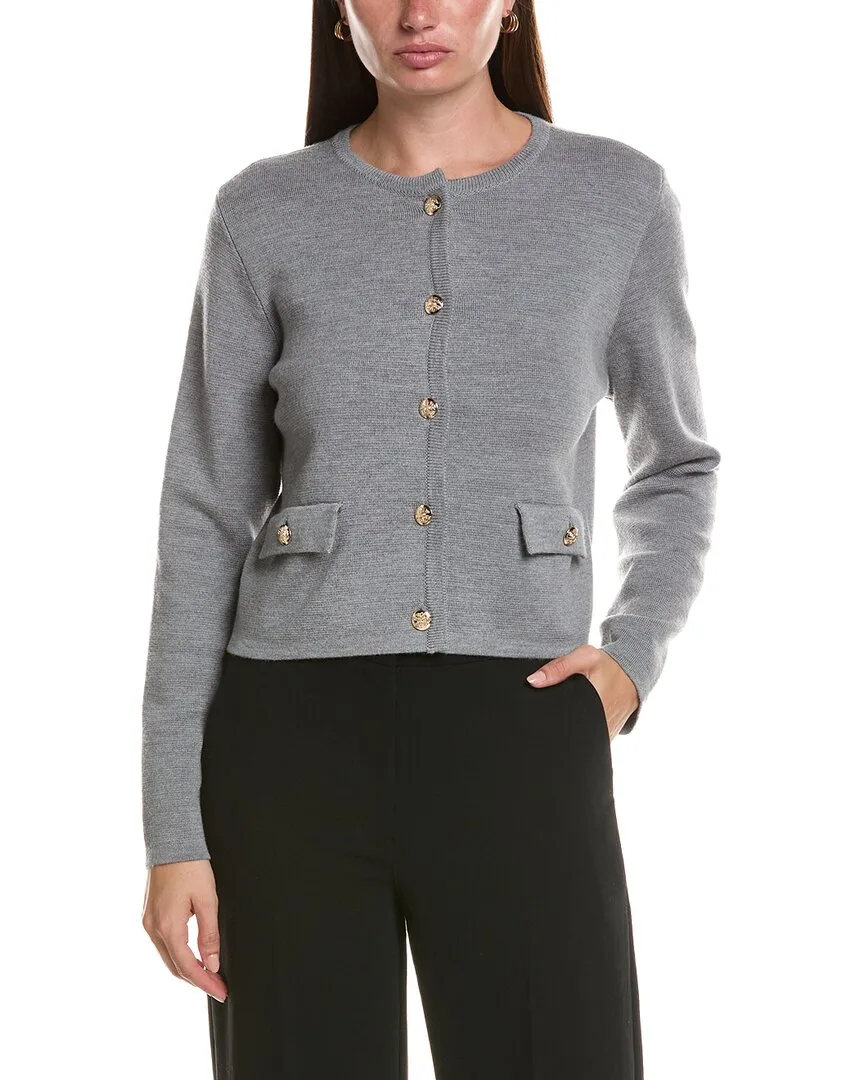 Cropped Crewneck Wool Jacket