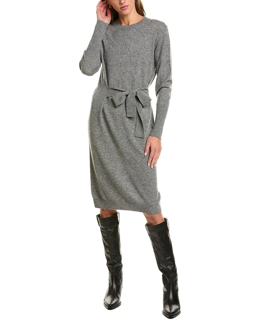 Waist Tie Crewneck Wool & Cashmere-Blend Sweaterdress