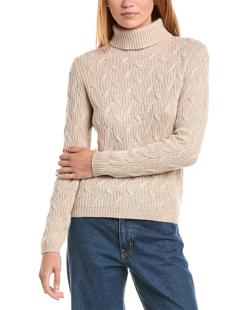 Rib Cable Turtleneck Wool & Cashmere-Blend Sweater by Sofiacashmere